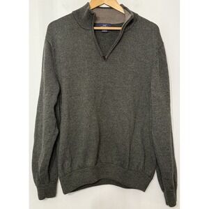 Brooks Brothers 346 Mens Merino Wool 1/4 Zip Sweater XL Olive Read Preppy Career